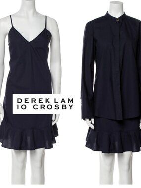 Derek Lam 10 Crosby new with tags 2 piece Ruffle dress midnight blue Sz 8